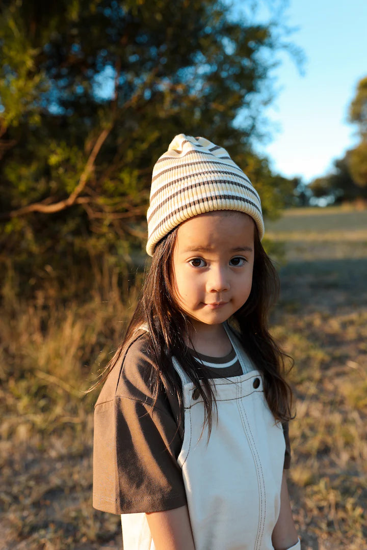 Knitted Stripe Pixie Beanie - Clay/Dusty