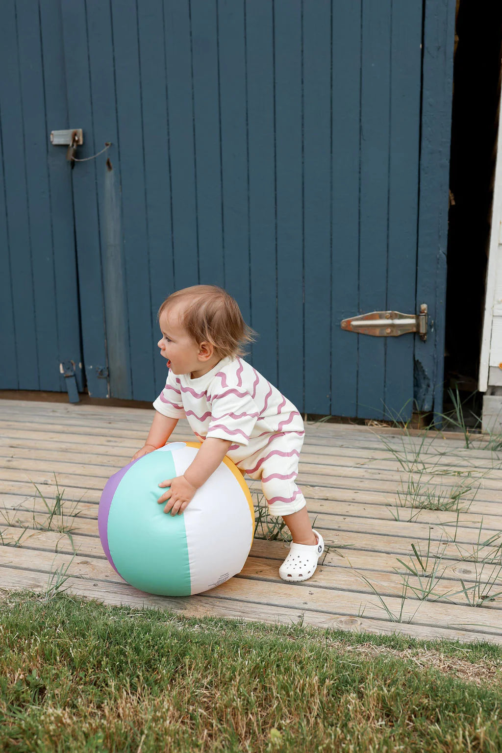 Bebe Romper (Purple + Cream Squiggle)