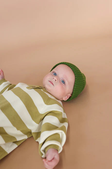 Organic Striped Essential Starsuit - Sage (2YR ONLY)