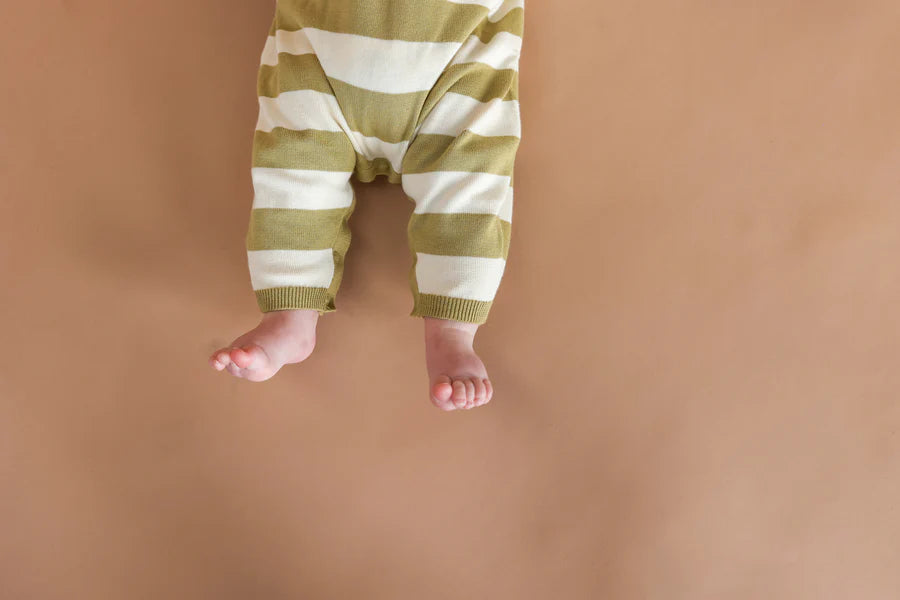 Organic Striped Essential Starsuit - Sage (2YR ONLY)