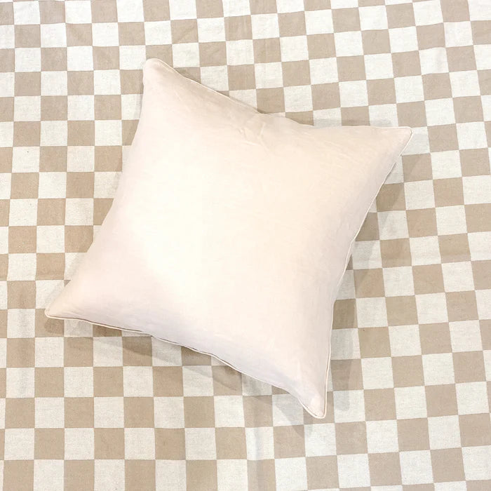 French Linen Feather Filled Cushion - Latte