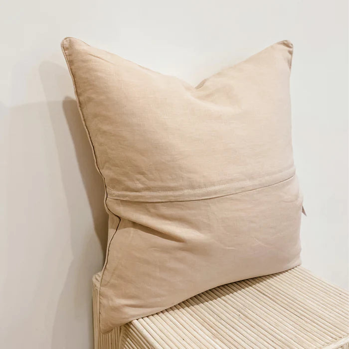 French Linen Feather Filled Cushion - Latte