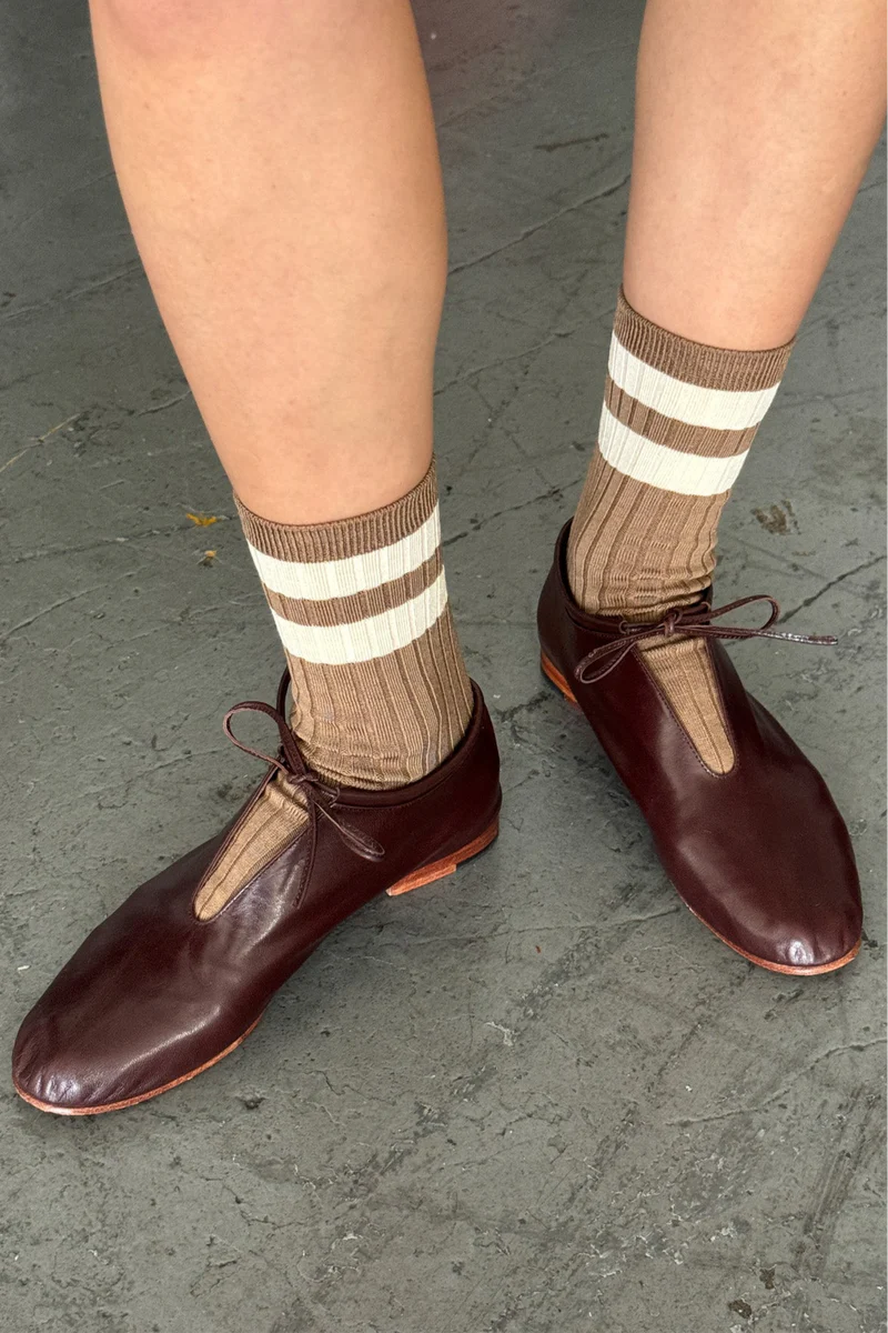 HER SOCKS VARSITY - Toffee