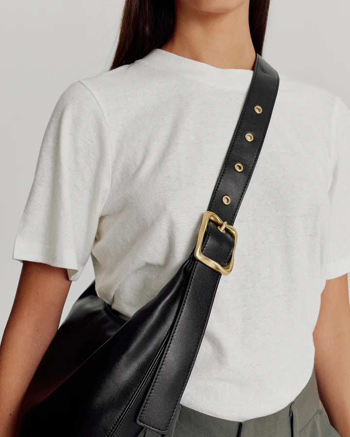 Large Everyday Croissant Bag - Black (Gold Buckle)