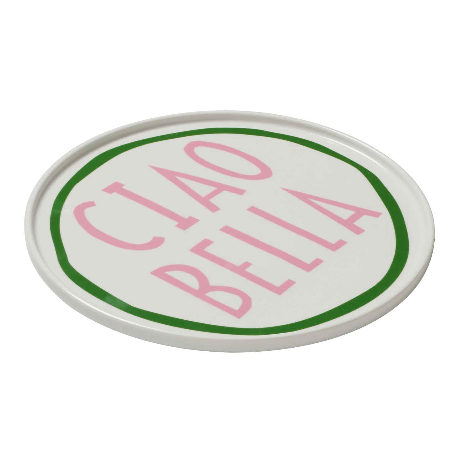 Ciao Bella Plate - Pink & Green