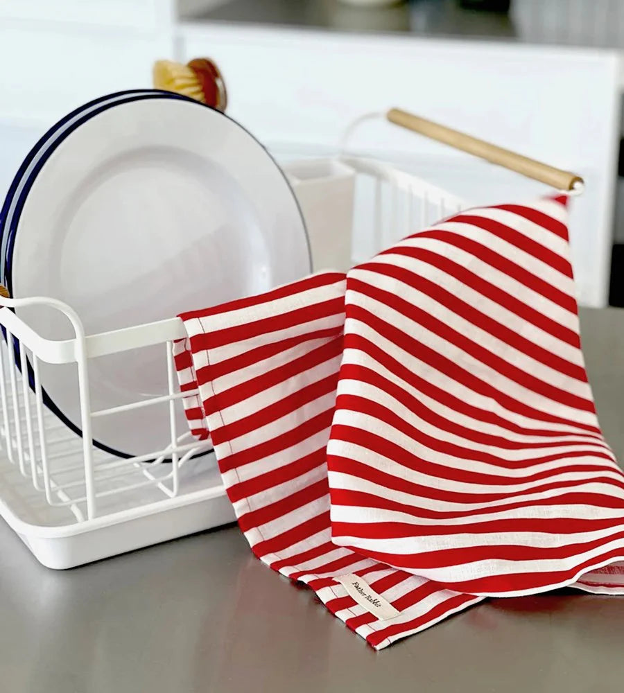 Tea Towel | French Nautical Red Stripe