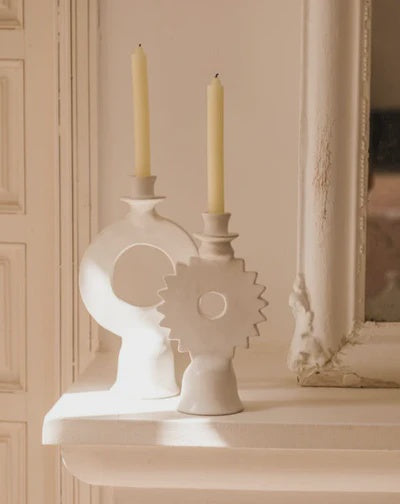 TADELAKT CANDLE HOLDER FULL MOON WHITE