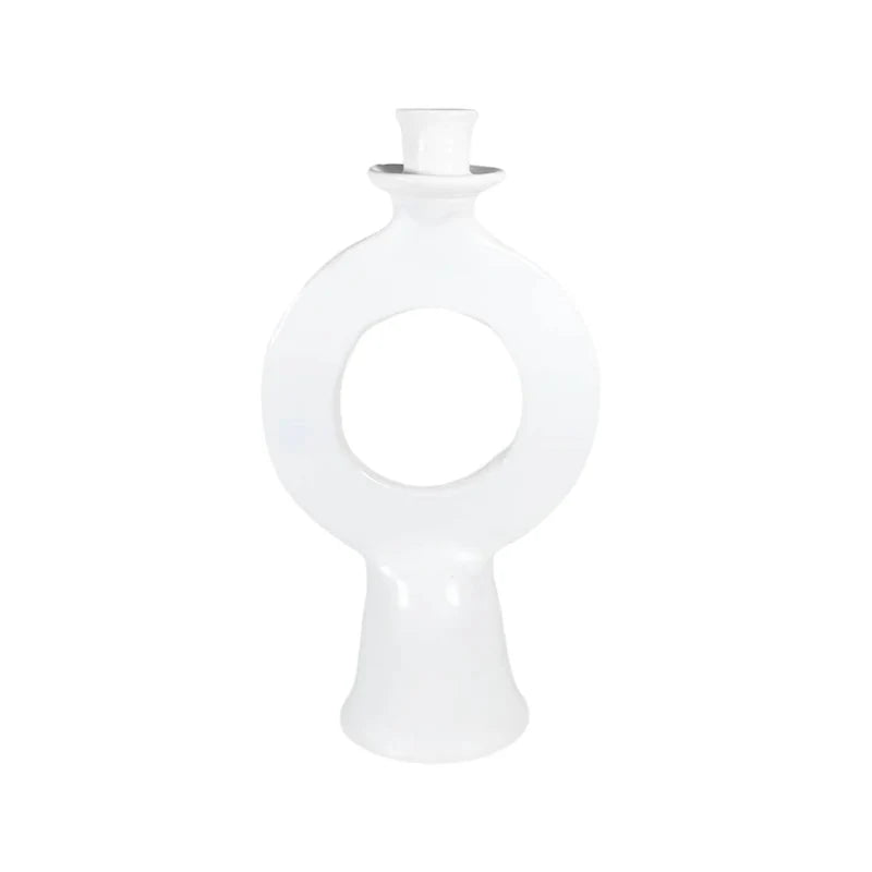 TADELAKT CANDLE HOLDER FULL MOON WHITE