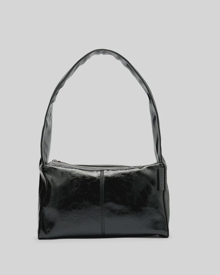 Luca Shoulder Bag - BLACK GLOSSY  CRINKLE