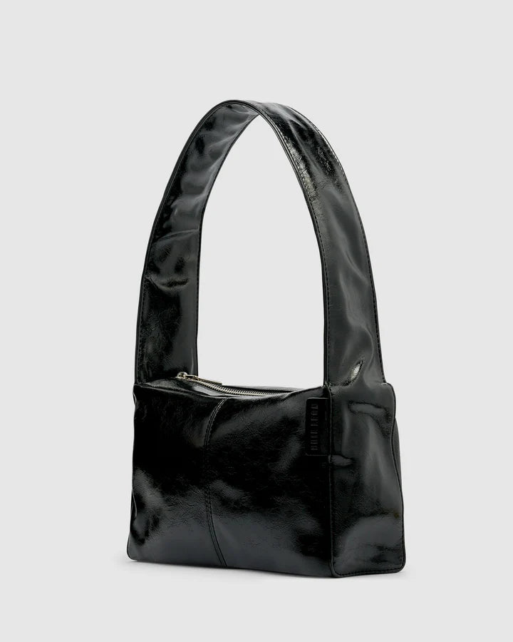 Luca Shoulder Bag - BLACK GLOSSY  CRINKLE