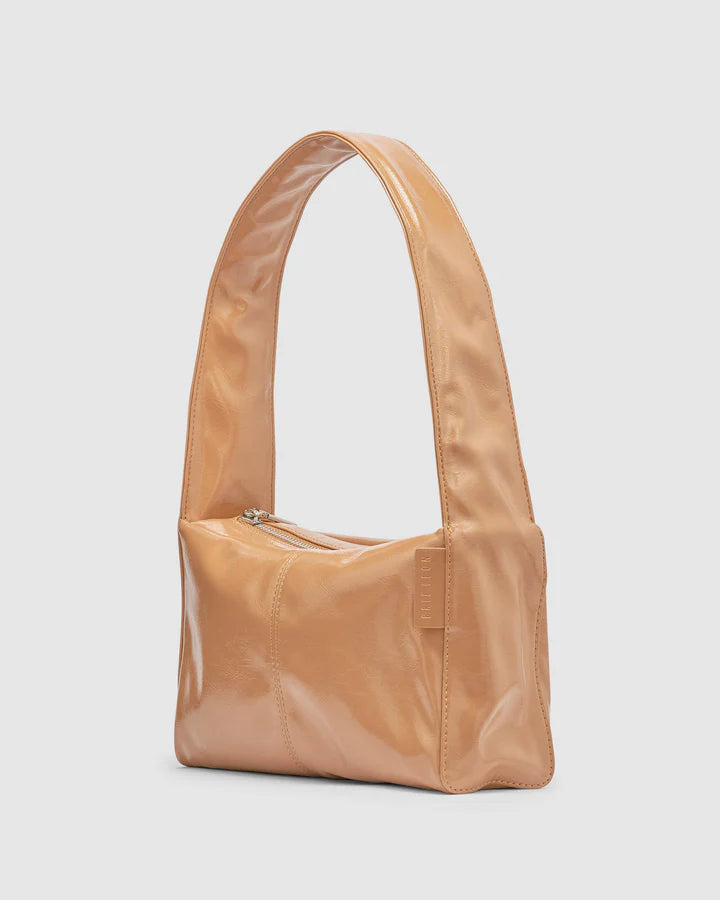 Luca Shoulder Bag - MILK TEA GLOSSY  CRINKLE