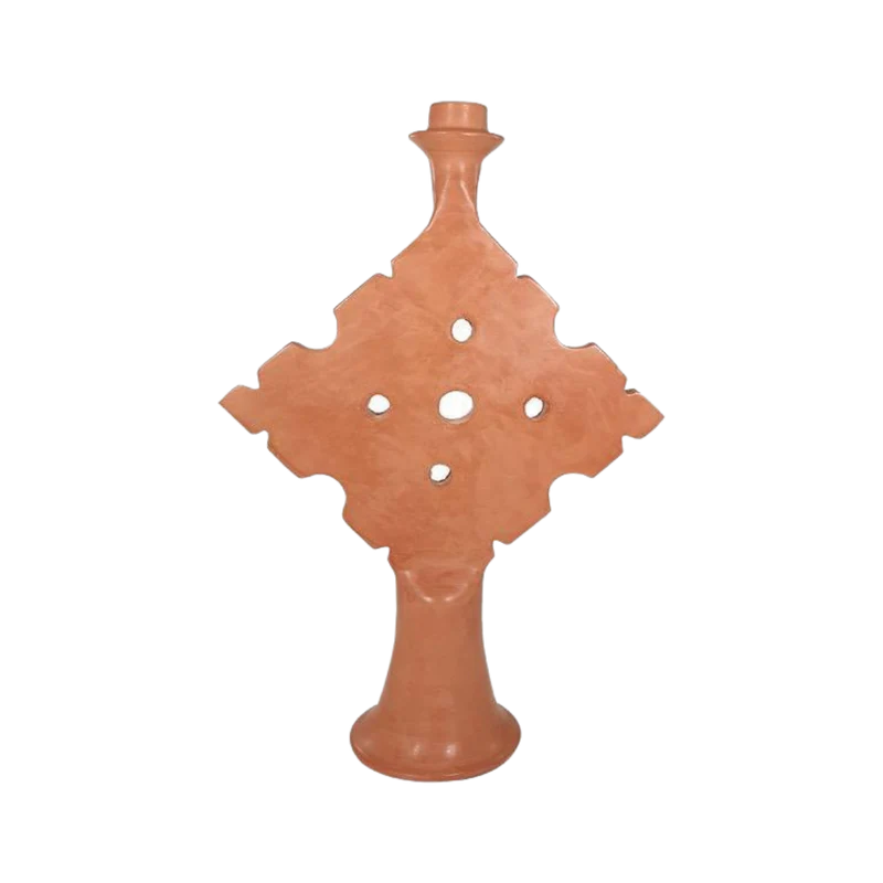 TADELAKT TRIANGLE CANDLE HOLDER TERRACOTTA - Large