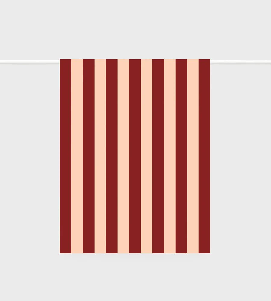 Tea Towel | Bold Stripe Peach + Burgundy