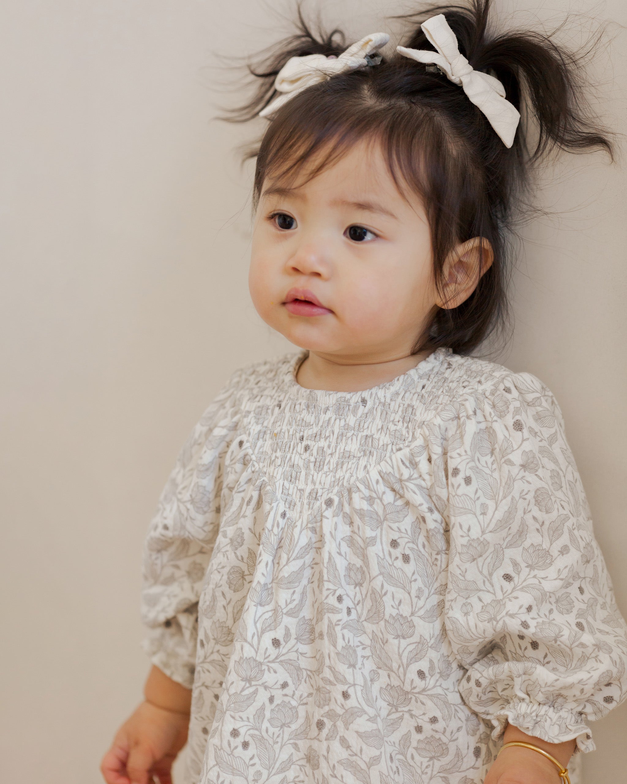 V Smocked Dress - Winter Floral