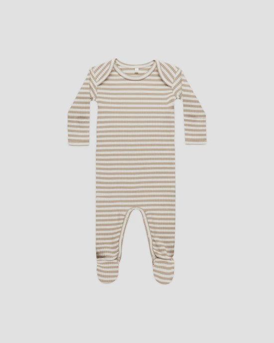 Ribbed Footie - Latte Stripe