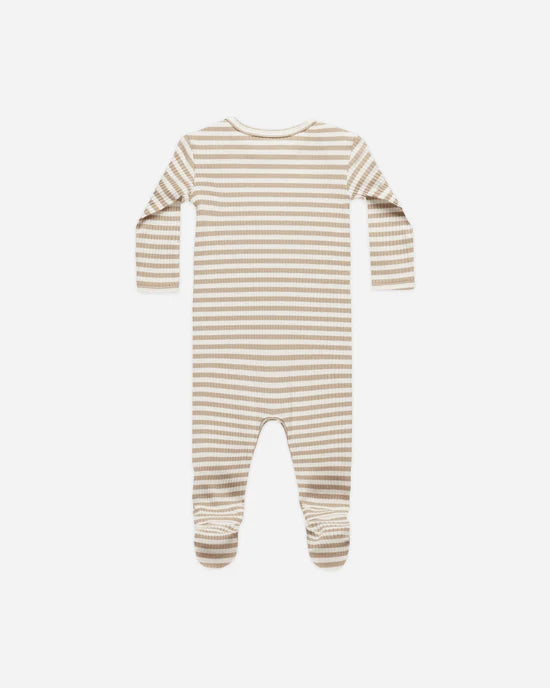 Ribbed Footie - Latte Stripe