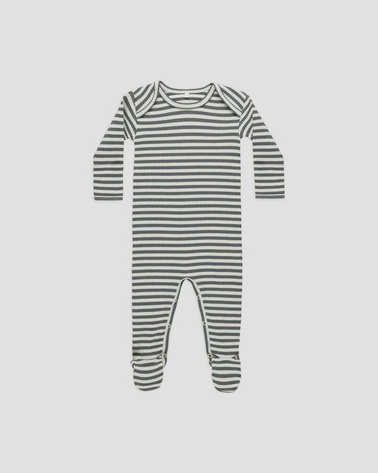 Ribbed Footie - Indigo Stripe