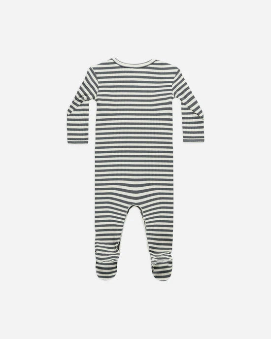 Ribbed Footie - Indigo Stripe