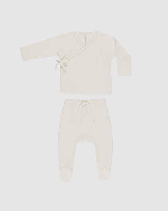 Wrap Top & Footed Pant Set - Ivory