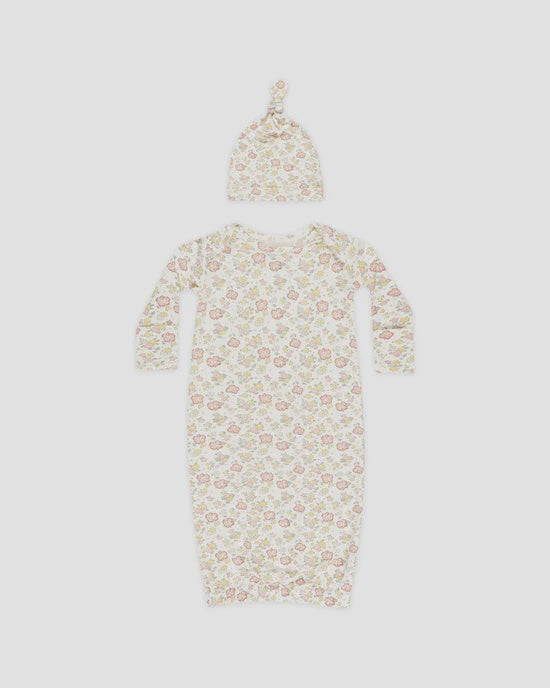 Bamboo Baby Gown & Hat Set - Bloom