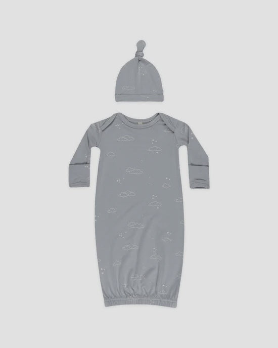 Bamboo Baby Gown & Hat Set - Clouds