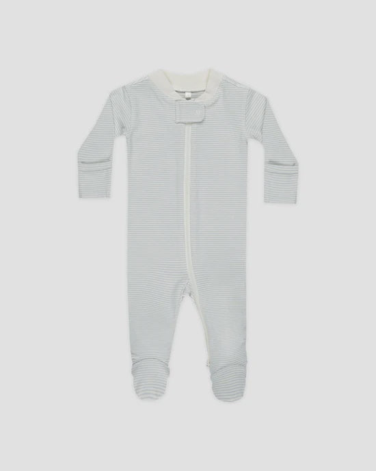 Zip Longsleeve Sleeper Footie - Sky Micro Stripe