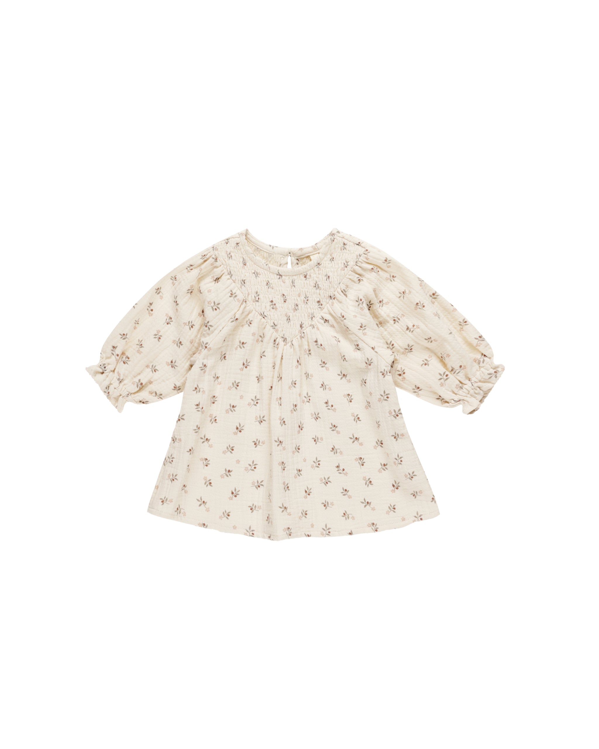 V Smocked Dress - Winter Floral