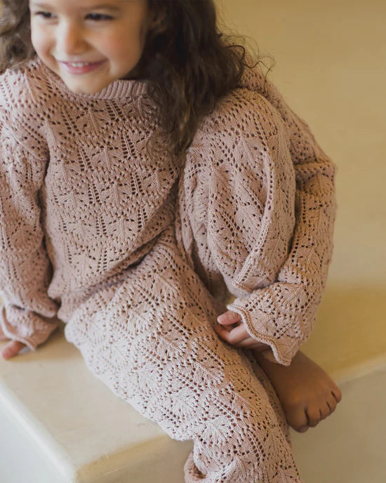 Crochet Knit Pullover - Rose