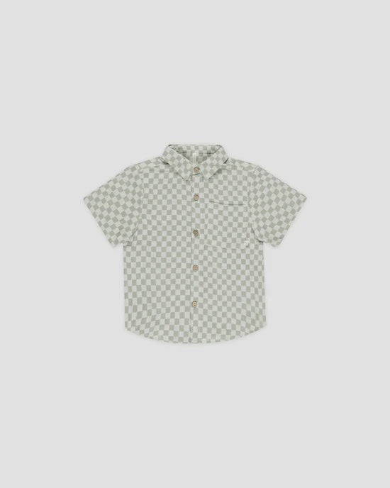 Collared Short Sleeve Shirt - Sage Check