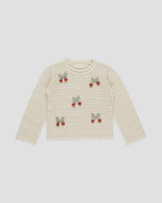 Crochet Knit Pullover - Cherries