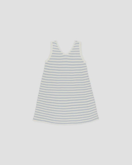 Crochet Tank Mini Dress - Blue Stripe