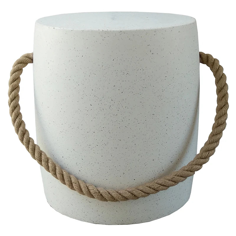 Rope Stool Round - White Terazzo