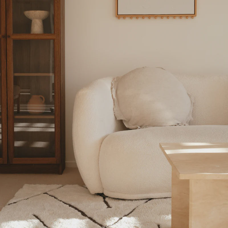 100% Flax Linen Round Cushion - Feather Filled