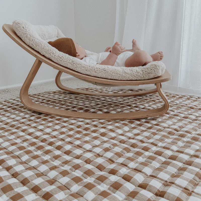 French Linen Play Mat - Reversible Ginger Gingham