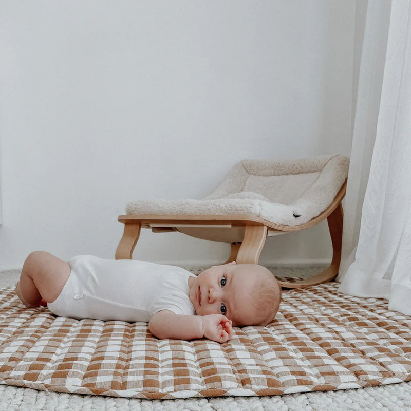 French Linen Play Mat - Reversible Ginger Gingham