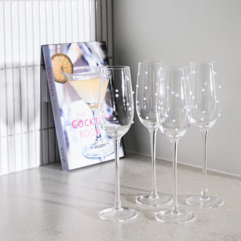 The Perfect Pearl Champagne Flute- Set of 4 - Clear