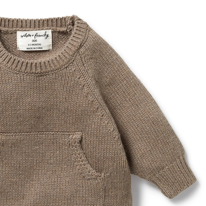 Knitted Pocket Jumper - Walnut