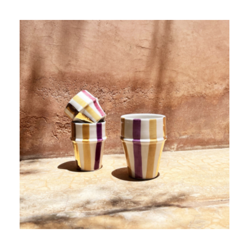 BELDI CUP OURIKA LILAC/GOLD CERAMIC CUP