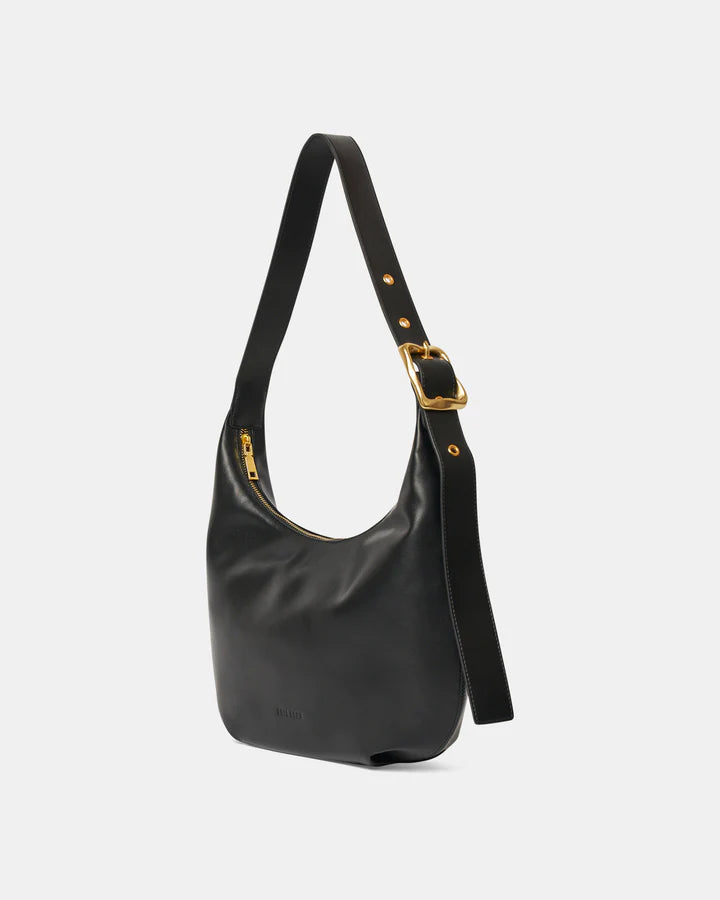 Large Everyday Croissant Bag - Black (Gold Buckle)