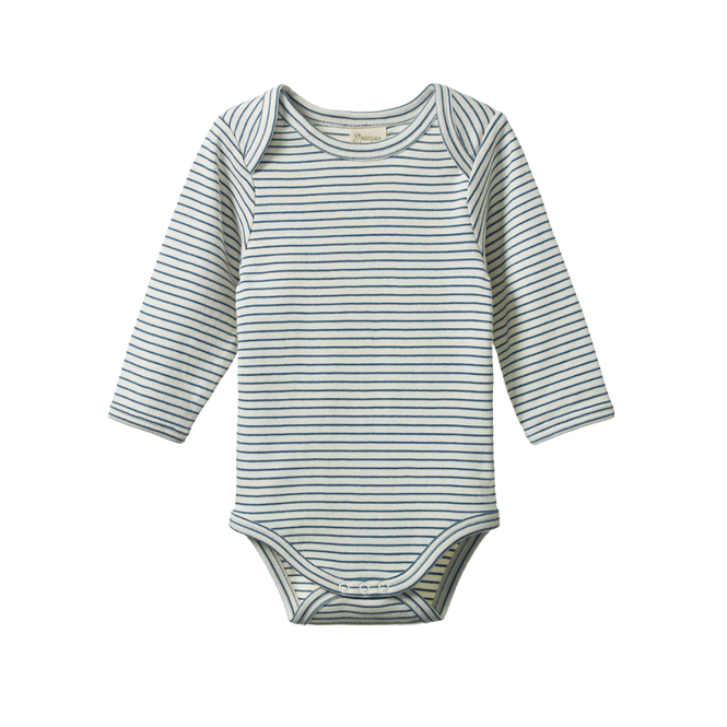 Long Sleeve Bodysuit - Teal Pinstripe